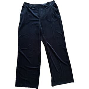BlankNYC Dark Navy Blue Velvet Wide Leg Pants Stretch Pull-On Glam Large